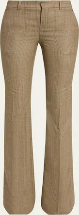 Saint Laurent Puppytooth Prince of Wales Wool Flared Pants