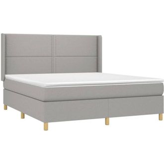 vidaXL Vidaxl - Cama Box Spring Con Colch&oacute;n Tela Gris Claro 180x200 Cm