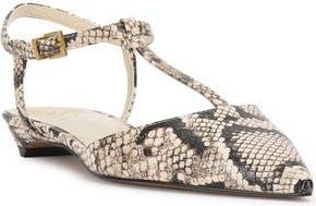 Vince Camuto Varena Ankle Strap Pointed Toe Flat in Black/Cream at Nordstrom Rack, Size 5.5