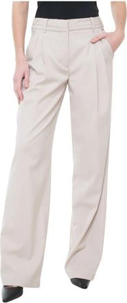 Guess Bruna Pinstripe Perfect Pant - Dames - Wijde Broeken - Beige - L - Polyester - Broeken