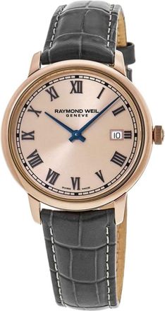 Raymond Weil Toccata Classic 39 mm Quartz Rose Dial Grey Leather Mens Watch 5485-PC5-00859