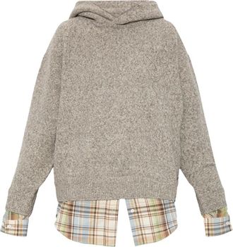 Acne Studios Gelaagde wollen hoodie - Dames - Hoodies - Beige - S - Wol - Hoodies & sweatvesten