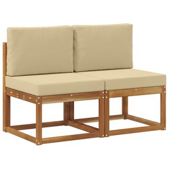 vidaXL 2 Pieza Sof&aacute; Intermedio De Exterior Madera De Acacia S&oacute;lida Vidaxl