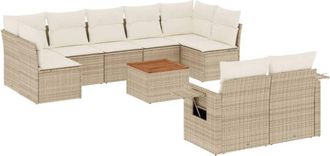 vidaXL Juego De Sof&aacute;s Jard&iacute;n Con Cojines Beige 10 Pzas Rat&aacute;n Sint&eacute;tico Vidaxl