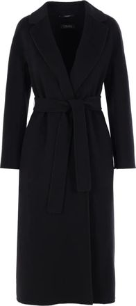 Max Mara Wollen jas met ceintuur - Zwart