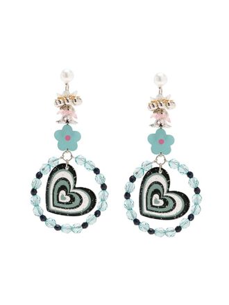 Amir Slama heart-embellished drop earrings - Blue