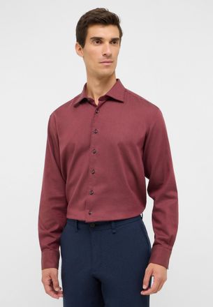 Eterna Langarmhemd ETERNA MODERN FIT, Herren, Gr. XL, US-Gr&ouml;ssen, weinrot, Flanell, 52% Baumwolle, 10% Schurwolle, 38% Lyocell, tailliert, Manschette, Hemden