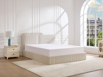 Vente-Unique Letto contenitore 180 x 200 cm - Velluto a coste - Beige - NAYOLA