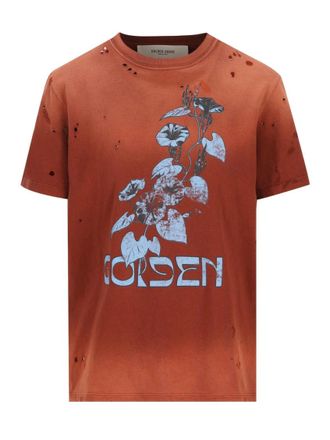 Golden Goose Red Graphic Crew Neck T-Shirt