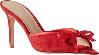 Generic Red,7.5 UK,Womens Satin Sandals Peep Open Toe Stiletto High Heels Slingback Slip-On Mule Pumps with Bow Comfortable Formal Wedding Party Dress Shoes
