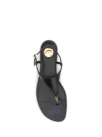 Saint Laurent Womens Sandals Cassandre Black Leather Upper: Calf