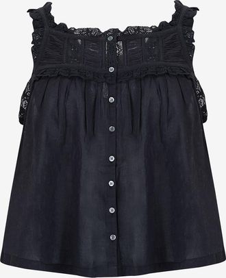 D&ocirc;en &Auml;rmelloses Baumwollvoile-Top mit Spitze Fidella