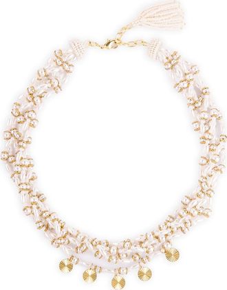 Deepa Gurnani Saravia Beaded Necklace in Ivory at Nordstrom