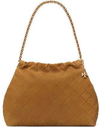 Tory Burch Fleming Soft Quilted Suede Hobo Bag in Chicory Brown at Nordstrom