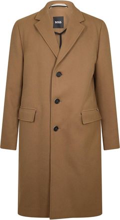 HUGO BOSS Mens Hyde Flaps Overcoat in Open Brown - Size X-Large