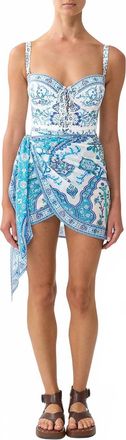 Camilla Eyelet Wrap Mini Sarong In Isnik Lullaby