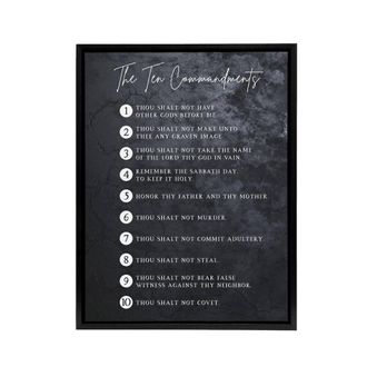 Artery8 Ten Commandments From God Bible Quote Framed Canvas Wall Art Print in Grey | Size: W24 x H32