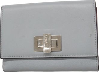 Fendi Gray Red Color Leather Wallet (Bi-Fold) (Pre-Owned)