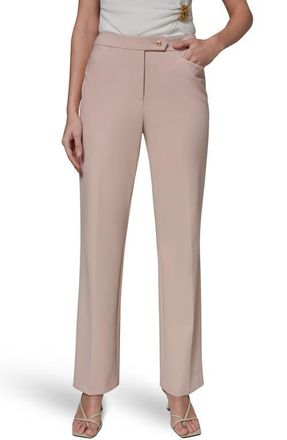 DKNY Side Button Flat Front Straight Leg Pants in Snow Petal at Nordstrom, Size 10