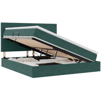 vidaXL Bed with Mattress with LED Dark Green 180 x 200 cm Velvet vidaXL