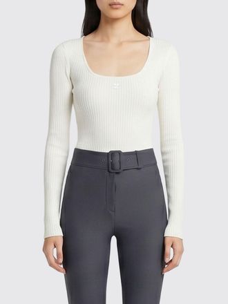 Courr&egrave;ges Top in maglia a coste di viscosa con logo