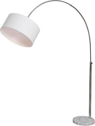Global Interiors Ausziehbare Bogenlampe Lounge mit Marmorsockel und Leinenschirm - Weiss