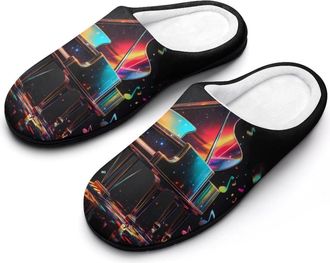 Generic Colorful Piano Keyboard Music Note Mens Slippers Comfortable And Non-slip Cotton Slipper Shoe for House