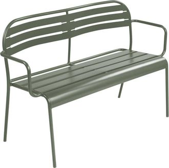 Sweeek Outdoor steel 2-seater bench Khaki Green 118x52x80 cm - Amelia