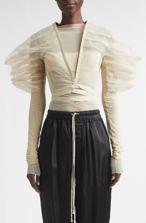 Rick Owens Rhino Tulle Wrap Top in Sand at Nordstrom, Size 2 Us
