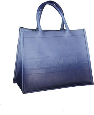 Dior Womens Calfskin Tote Blue Calf Leather