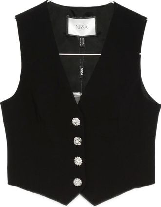 Nissa Gilet con bottoni gioiello - Nero