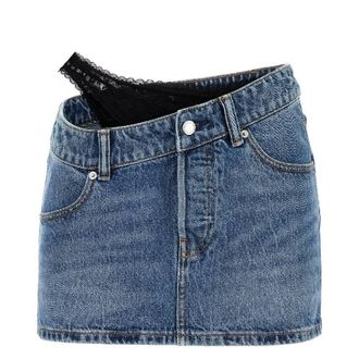 Alexander Wang T by Alexander Wang Asymmetric Lace Detail Mini Skirt, Waist Size 28