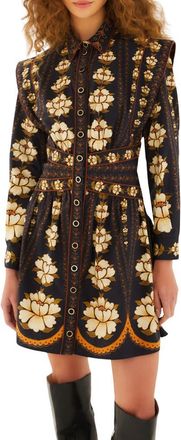 Farm Rio Floral Long Sleeve Cotton Dress in Embroidered Flowers at Nordstrom, Size Xx-Small