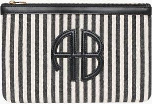 Anine Bing Lili Pouch in White And Black Stripe at Nordstrom