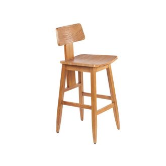 Bazar Bizar Taburete de bar de madera de teca en marr&oacute;n 51x47x109 cm