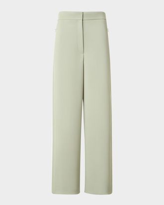 Akris Wool Tricotine Wide-Leg Crop Pants