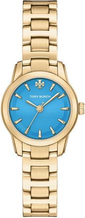Tory Burch The Small Miller Bracelet Watch, 28mm in Pale Gold/Blue at Nordstrom