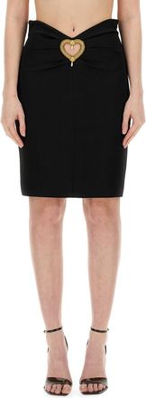 Moschino Black Embellished Knee Length Skirt