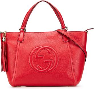 Gucci Pre-owned Womens Soho Tote Bag Embossed Logo - Red Leather - One Size