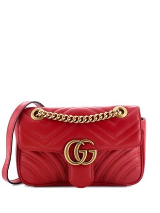 Gucci GG Marmont Flap Bag Matelasse Leather Mini crossbody bag - women - Calf Leather - One Size - Red
