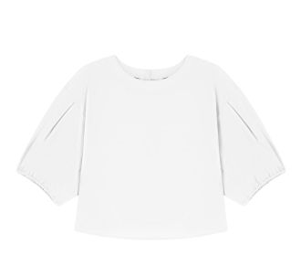 Emporio Armani Poplin Puffed Sleeves Round Neck Blouse