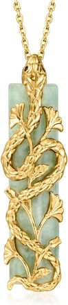 Ross-Simons Jade Snake Pendant Necklace With Sapphires in 18kt Gold Over Sterling