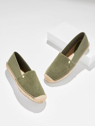 Talbots Izzy Suede Nappa Espadrille Flats - Olive Leaf - 10 1/2 M Talbots