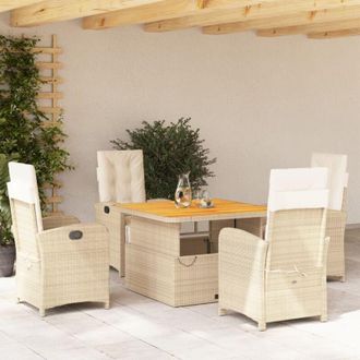 vidaXL Set Comedor De Jard&iacute;n 5 Pzas Con Cojines Rat&aacute;n Sint&eacute;tico Beige Vidaxl