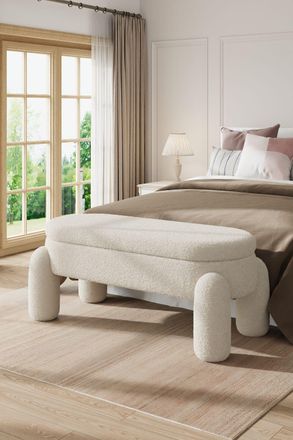 Living and Home 110x50x84cm White Upholstered Storage Bench Foot Rest | Size: 110 x 50 x 84 cm