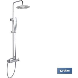 cofan Columna Ducha Con Grifo Monomando 80- 1.40, Columna De Ducha Con Grifer&iacute;a Monomando Cromada. El Cabezal De La Ducha Extraplano Est&aacute; Fabricado En Acero
