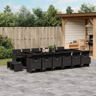 vidaXL Set De Muebles Jard&iacute;n 17 Pzas Con Cojines Rat&aacute;n Sint&eacute;tico Negro Vidaxl