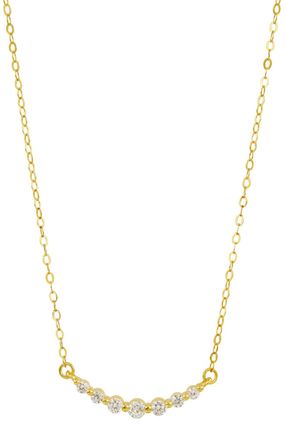 Savvy Cie Jewels GOLD PLATED OVER STERLING SILVER.925 WHITE CZ GRADUATED CURVED BAR NECKLACE