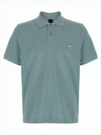 Moose Knuckles Classic Blue Cotton Polo Shirt With Embroidered Logo