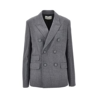 Ami Double-breasted wool blazer with belt Woman 36